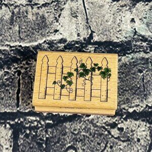 Stampcraft Picket Fence Rubber Stamp with Vine 3 X 2 inches 440H11